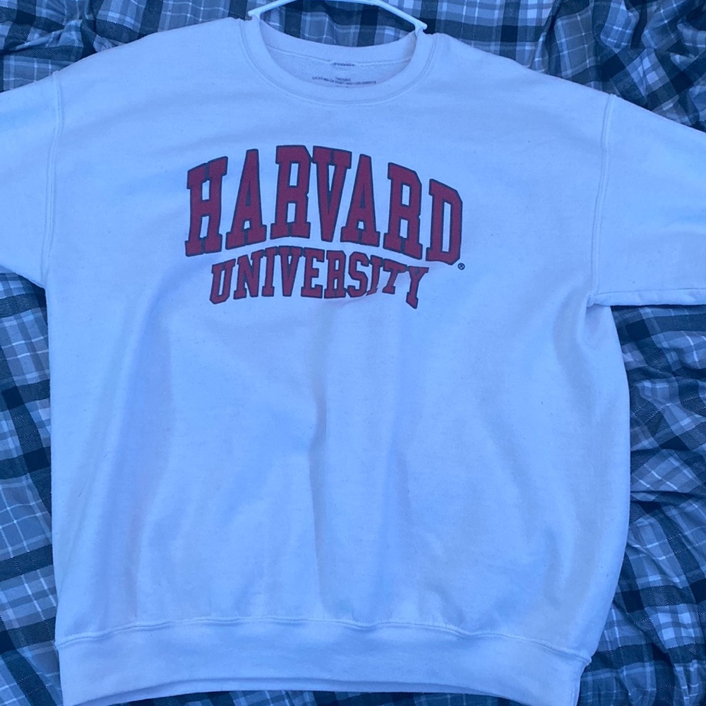 Harvard University pull over sweater Size S/M Cream white color with red letters